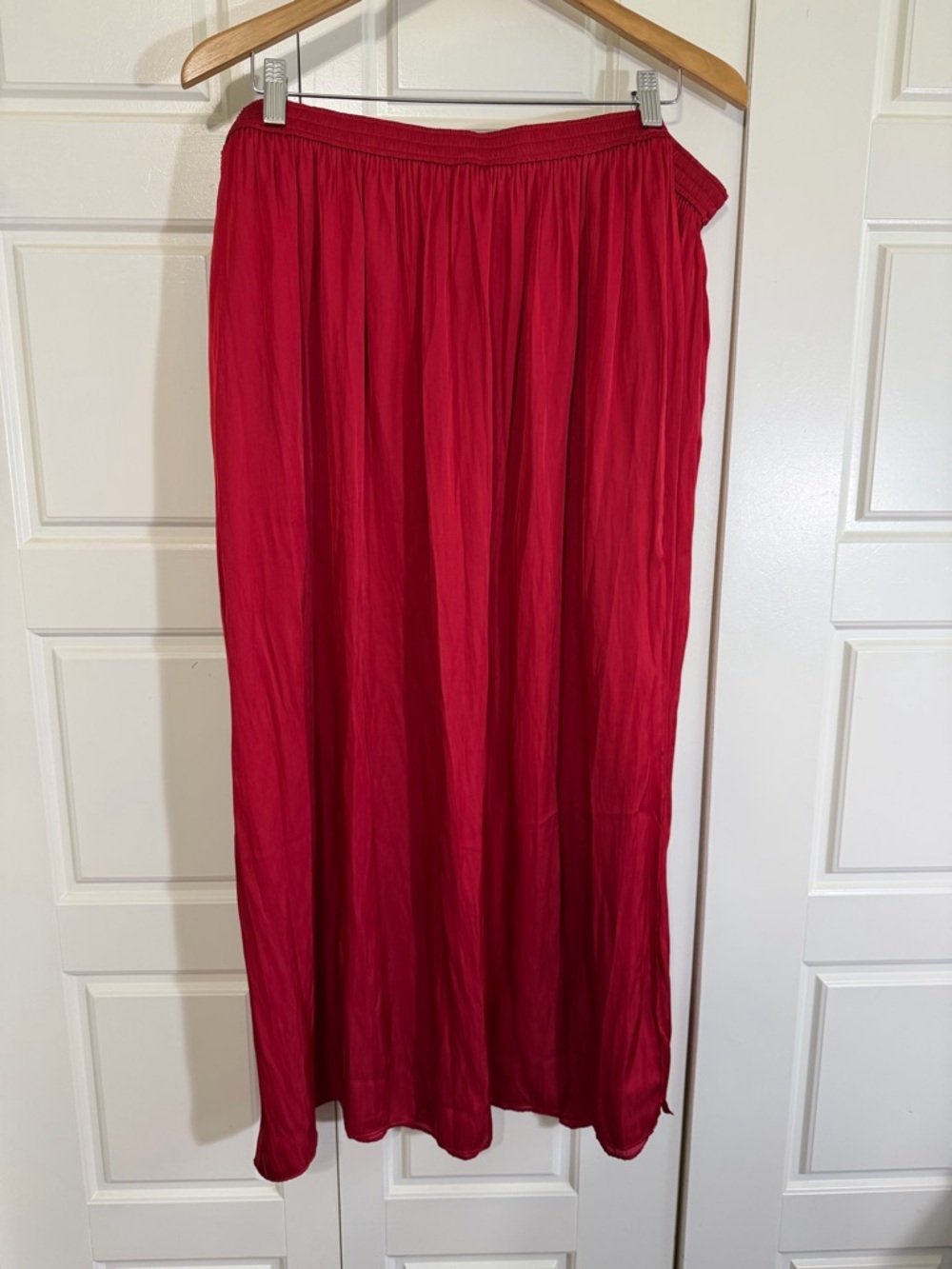 J. Crew Vibrant Red Maxi Skirt with Elastic Waist
